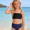 thumbnail image 1 of CCRFTGI Girls Swim Shorts Summer Beach Girls Swimsuit Bottom High Waisted Bikini Bottoms Ruched Tummy Control Bathing Suit Swim Bottom Navy 9-10 Years, 1 of 4