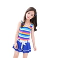 thumbnail image 1 of CCRFTGI Girls Swimsuit One Piece Swimsuit for Toddler Girls Multicolored Plaid Cute Swim Dress Teen Kids Cap Sleeve Ruffled Bathing Suits Dark Blue 5-6 Years, 1 of 3