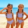 thumbnail image 1 of CCRFTGI Girls Swimsuit Size 10-12 2 Piece Set Swim Vacation Bikini Set Beach Vacation Bathing Suits Summer Cute Sequin Print Girls Clothes Tankini Swimsuits Swimwear Purple Pink 5-6 Years, 1 of 9