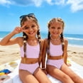 thumbnail image 1 of CCRFTGI Girls Swimsuit Size 10-12 2 Piece Set Swimming Bikini Set Beach Holiday Girls Bathing Suit Summer Cute Solid Girls Clothes Tankini Swimsuits Swimwear Light pink 3-4 Years, 1 of 9