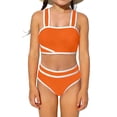 thumbnail image 1 of CCRFTGI Girls Swimsuit Size 10-12 Summer Sleeveless 2 Piece Beach Swimwear Bikini Sets Swimming Tween Girls Trendy Clothes Girls Bathing Suit Orange 11-12 Years, 1 of 5