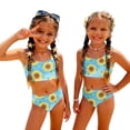 thumbnail image 1 of CCRFTGI Girls Swimsuits Size 7-8 Two Piece Sets Swimming Bathing Suits Beach Holiday Floral Print Bikini Set Cute Summer Girls Clothes Swim Suit Kids Bikini Blue 3-4 Years, 1 of 9