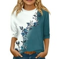 thumbnail image 1 of CCRFTGI Girls Tops 12-14 3/4 Sleeve Shirts Fall Cute Floral Graphic Blue Shirts Size 10-12 Kids Crew Neck Tee Shirts Trendy Plain Tween Girls Clothes Size 9-10 Years, 1 of 4