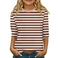 thumbnail image 1 of CCRFTGI Girls Tops Size 10-12 3/4 Sleeve Shirt Fall Cute Red Shirts Size 10-12 Kids Crew Neck Ribbed Knit Tshirt Trendy Basic Tween Girls Striped Clothes Red 10-12 Years, 1 of 4
