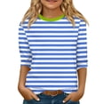 thumbnail image 1 of CCRFTGI Girls Tops Size 13-14 3/4 Sleeve Shirt Size 10-12 Pink Plain Tween Girls Striped Clothes Kids Crewneck Cute Ribbed Knit T Shirts Trendy Fall Striped Outfits Light Blue 9-10 Years, 1 of 4