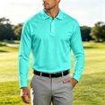 thumbnail image 1 of CCRFTGI Golf Shirts for Men Long Sleeve Casual Performance Tee Shirts Moisture Wicking Quick Dry Classic Pullover Polo Shirts Cyan XXL, 1 of 6