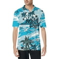 thumbnail image 1 of CCRFTGI Hawaiian Shirt for Men Big and Tall Cotton Short Sleeve Polo Shirts Summer Plain Shirts for Men Vacation Palm Trees Printed Button Up Mens T Shirts,Sky Blue S, 1 of 5