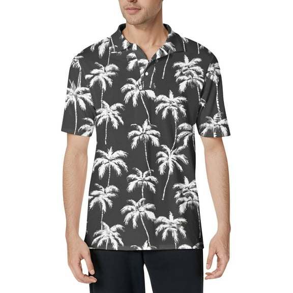 CCRFTGI Hawaiian Shirt for Men Casual Cotton Short Sleeve Polo Shirts Summer Dark Green Men Shirts Vacation Palm Trees Print Button Down Men T Shirts,Dark Green M
