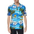 thumbnail image 1 of CCRFTGI Hawaiian Shirt for Men Plus Size Cotton Short Sleeve Polo Shirts Summer Plain Mens Shirts Beach Palm Trees Printed Button Down Tshirts Shirts for Men,Blue S, 1 of 5