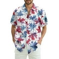 thumbnail image 1 of CCRFTGI Hawaiian Shirt for Men Big and Tall Beach Plain T Shirts for Man Summer Button Up Tshirt Short Sleeve Maple Leaf Print Tee,Blue M, 1 of 5