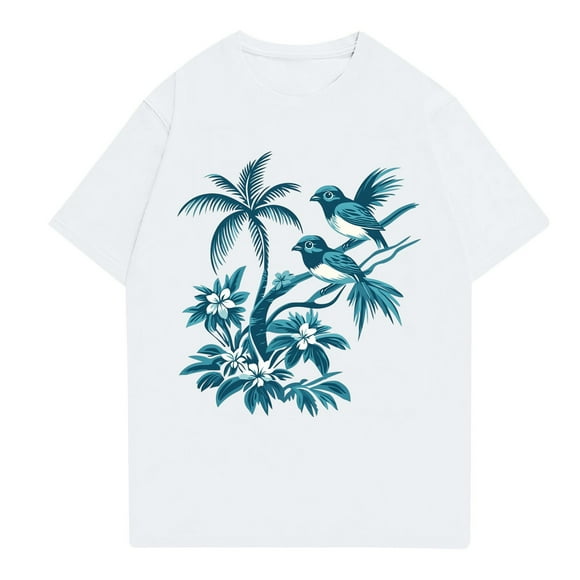 CCRFTGI Hawaiian White T Shirts for Men Vintage Short Sleeve T Shirts 80s Palm Tree Animal Print Men T Shirts Summer Crew Neck Clothes,White L