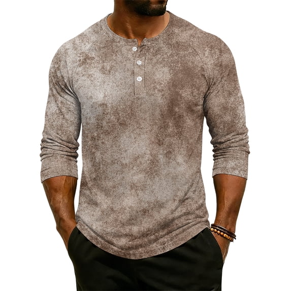 CCRFTGI Henley Shirts for Men 3/4 Sleeve Raglan Big and Tall Tie Dye T Shirts Sport Athletic Button Classic Summer Fall Tee Tops Red L