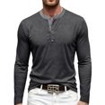 thumbnail image 1 of CCRFTGI Henley Shirts for Men Light Soft Basic Fall Fashion Pullover Tees Shirts Tops Dark Gray L, 1 of 4