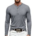 thumbnail image 1 of CCRFTGI Henley Tops Lightweight Breathable 4 Button Front Fashion Daily Athletic Long Sleeve Tees Shirts Light Gray M, 1 of 4