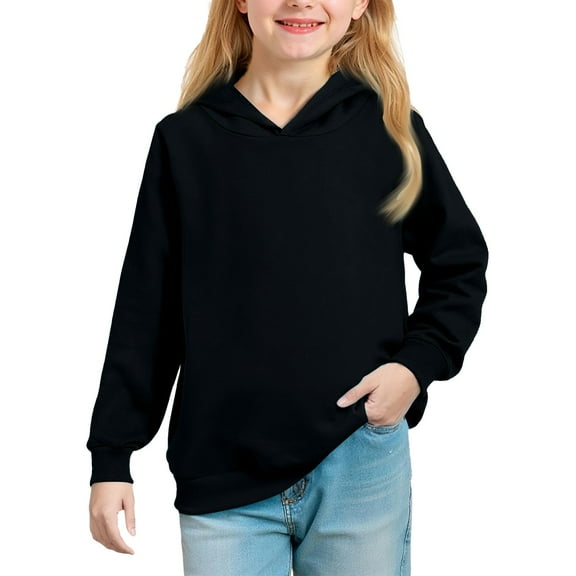 CCRFTGI Hoodies for Teen Girls Oversized Size 10-12 Hooded Sweatshirt Long Sleeve Comfy Soft Pullover Tops Black 9-10Years