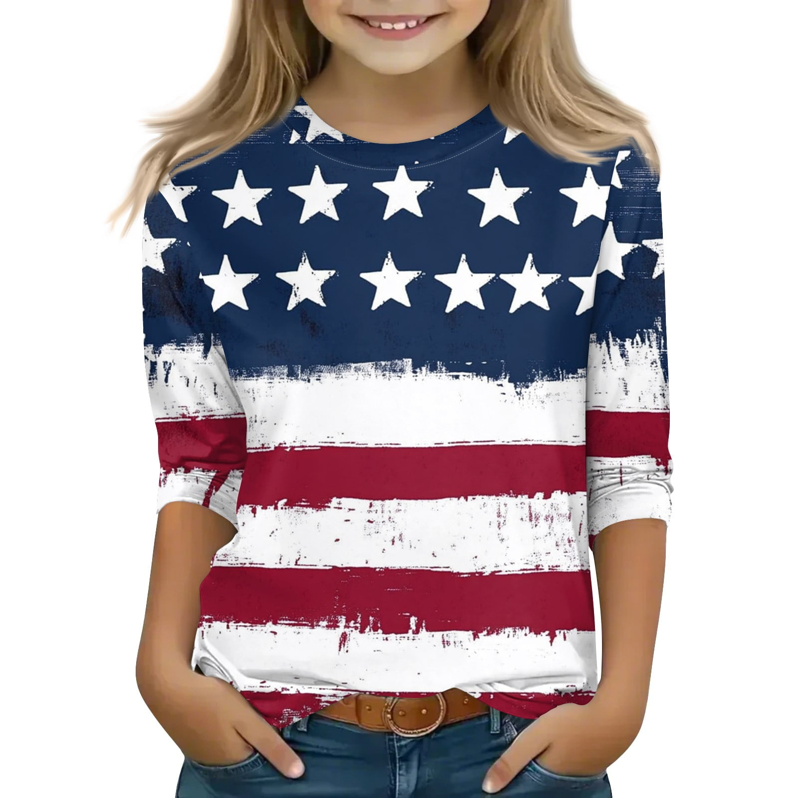 Women's American Flag T-Shirt – 4th Of July Patriotic Graphic Tee, Cotton Blend Short Sleeve Top (Black, Large)