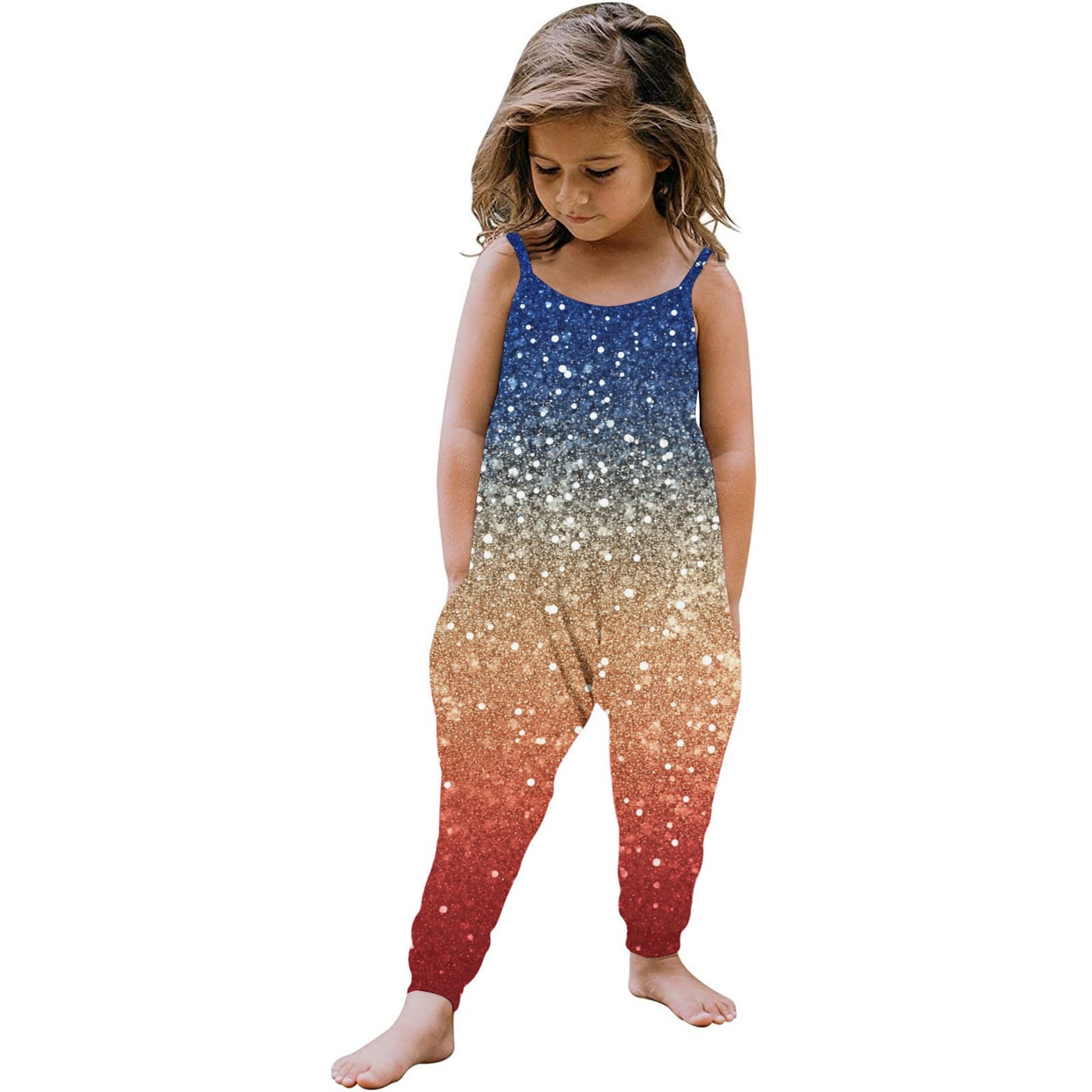 New Independence Day Star Print Suspender Jumpsuit