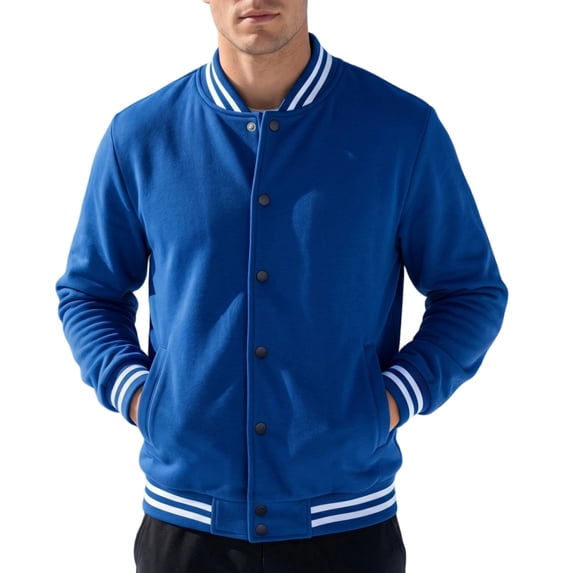 CCRFTGI Jackets for men Classic Button Down Baseball Jacket Long Sleeve Windproof Coat Casual Clothing Royal Blue 3XL