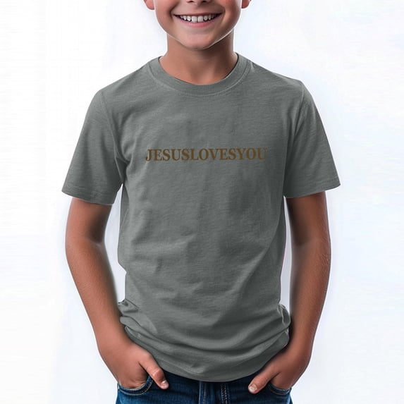 CCRFTGI Jesus Loves You Cute Teen Girl Shirts Size 10-12 Short Sleeve Letter Girls Clothes Tee Shirts Summer Casual Soft Lightweight Crew Neck T-Shirts Gray 5-7 Years