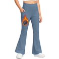thumbnail image 1 of CCRFTGI Leggings for Girls Size 7 Thermal Fleece Lined Flare Athletic Yoga Pants Casual Winter Warm Bell Bottoms Pants Comfort High Waisted Activewear with Pockets Blue 7-8 Years, 1 of 9