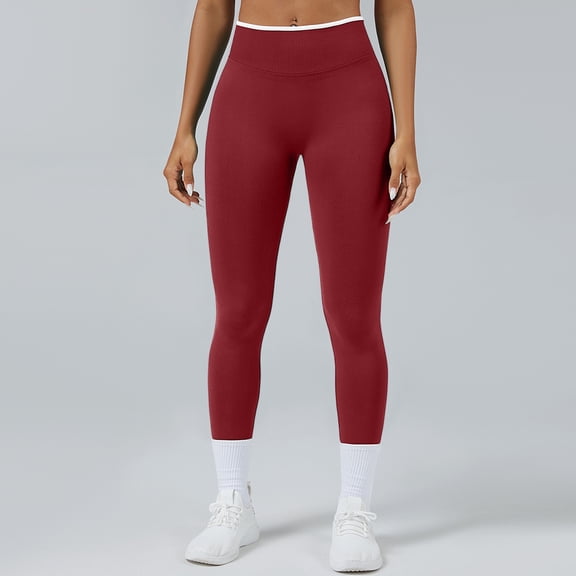 CCRFTGI Leggings for Women Butt Lifting High Waist Booty Scrunch Gym Yoga Pants Impact Sports Leggings Athletic Outdoor Tummy Control quick-dry Compression Leggings Red XL