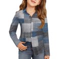 thumbnail image 1 of CCRFTGI Long Sleeve Shirts for Children Girls Causal Back To School Button Up Collared Shirts Formal Color Block Uniform Soft Fall School Uniform Blouse with Pocket Dark Blue 6-7 Years, 1 of 4