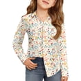 thumbnail image 1 of CCRFTGI Long Sleeve Shirts for Children Girls Causal Back To School Button Down Collared Shirts Formal Floral Print Blouse Soft Fall Uniform Shirt with Pocket Saffron 6-7 Years, 1 of 4