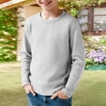 thumbnail image 1 of CCRFTGI Long Sleeve Shirts for Kids Boys Waffle Size 7 Casual Tops Tees Thermal Fall Spring T Shirts Crewneck Basic Tees White 9-10 Years, 1 of 4