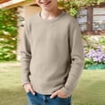 thumbnail image 1 of CCRFTGI Long Sleeve for Child Boys Waffle Size 7 Casual Blouses Tops Warm Soft Fall Spring T Shirts Crewneck Basic Tops Beige 12-13 Years, 1 of 5