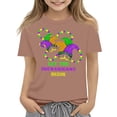 thumbnail image 1 of CCRFTGI Mardi Gras Shirt for Child Girls 10-12 Cute Carnival Graphic T Shirts Fashion Beads T-Shirt Holiday Crew Neck Gift T-Shirt Light Brown 3-4 Years, 1 of 3