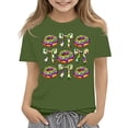 thumbnail image 1 of CCRFTGI Mardi Gras Shirt for Child Girls Size 8 Funny Coquette Bow Donut T Shirts Trendy Beads T-Shirt Party Crewneck Carnival T-Shirt Dark Green 11-12 Years, 1 of 3
