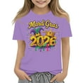 thumbnail image 1 of CCRFTGI Mardi Gras Shirt for Kids Girls Size 8 Cute Mardi Gras 2026 Shirts Trendy Beads T-Shirt Party Crew Neck New Orleans Party Custume Tops Purple 3-4 Years, 1 of 3