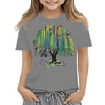 thumbnail image 1 of CCRFTGI Mardi Gras Shirt for Child Girls Size 7 Funny 0 Shirts Trendy Beads T-Shirt Holiday Crew Neck Gift T-Shirt Gray 3-4 Years, 1 of 3