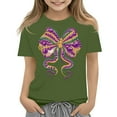thumbnail image 1 of CCRFTGI Mardi Gras Shirt for Child Girls Size 7 Funny Coquette Bow Shirts Trendy Beads Tee Holiday Crew Neck Gift T-Shirt Dark Green 3-4 Years, 1 of 2