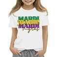 thumbnail image 1 of CCRFTGI Mardi Gras Shirt for Kids Girls Size 8 Funny Mardi Gras Letter Shirts Fashion Beads T-Shirt Holiday Crew Neck Gift T-Shirt White 5-6 Years, 1 of 3