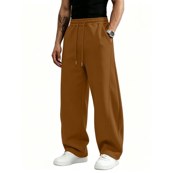 CCRFTGI Men Baggy Sweatpants Straight Leg Elastic Drawstring Jogging Pants Versatile Casual Outdoor Wear Brown XL