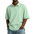thumbnail image 1 of CCRFTGI Men Polo Shirts Casual Short Sleeve Shirt Athletic Button Up Collared Tops Oversized Summer Outfits Mint Green XXL, 1 of 8