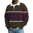 thumbnail image 1 of CCRFTGI Men Polo Shirts Waffle Big and Tall Long Sleeve Shirt Athletic Button Down Collared Tops Oversized Spring Fall Summer Polo Shirt Brown 2XL, 1 of 5