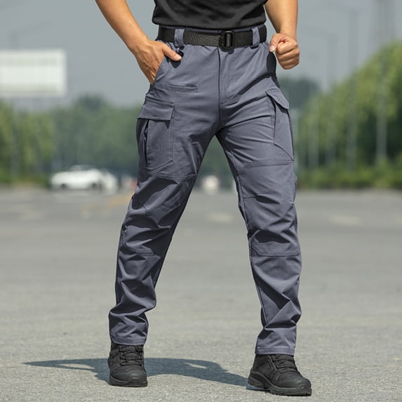 CCRFTGI Men's Cargo Pants Water Resistant Ripstop Pants for Men Work Pants Lightweight Outdoor Hiking Pants Men Gray L