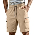 thumbnail image 1 of CCRFTGI Men's Cargo Shorts with Elastic Waistband Lightweight Breathable Sweat Shorts with Multiple Pockets Relaxed Fit Casual Summer Shorts Khaki S, 1 of 5