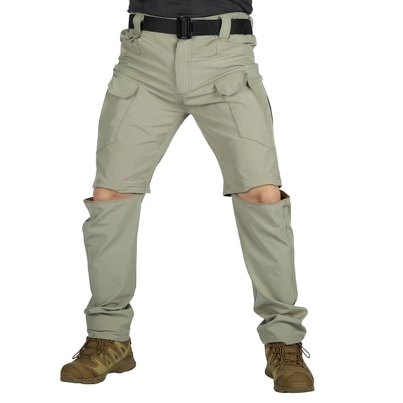 CCRFTGI Men's Convertible Pants Zip Off Cargo Pants Lightweight Hiking Quick Dry Work Trousers to Shorts Apparel Khaki M