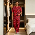 thumbnail image 1 of CCRFTGI Men's Pajama Sets Summer Pjs Short Sleeve Camo Sleepwear Lightweight Pajamas 2 Pieces with Pockets Deep Red S, 1 of 6