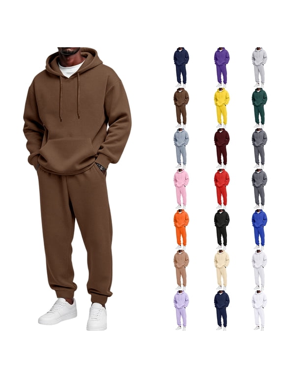 Men's Tracksuit 2 Piece Hooded Athletic Sweatsuits Casual Running Jogging Sport Suit Sets Wine M