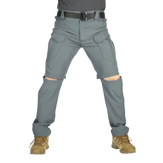 CCRFTGI Men’s Zip Off Convertible Straight Leg Cargo Pants, Quick Dry Lightweight Outdoor Hiking Work Trousers Convertible to Shorts Gray M