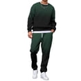thumbnail image 1 of CCRFTGI Mens 2 Piece Tracksuit Big and Tall Casual Sports Pullover Sweatshirt with Jogging Pants Fall Fashion Travel Lounge Two Piece Set Dark Green 2XL, 1 of 5