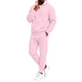 thumbnail image 1 of CCRFTGI Mens 2 Piece Tracksuit Casual Athletic Full Zip Long Sleeve Pullover Joggers Fall Fashion Travel Lounge Matching Outfits Pink XL, 1 of 6