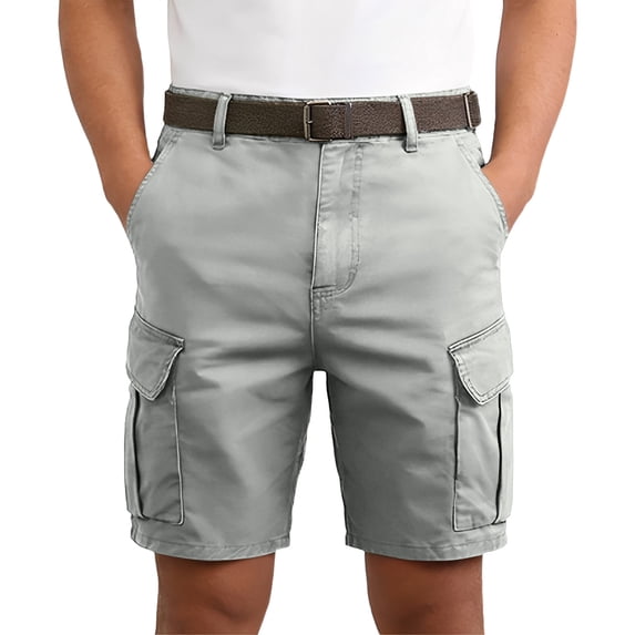 CCRFTGI Mens Cargo Shorts Belt Shorts Relaxed Fit Casual Summer Hiking Shorts with Multi Pockets Light Gray S