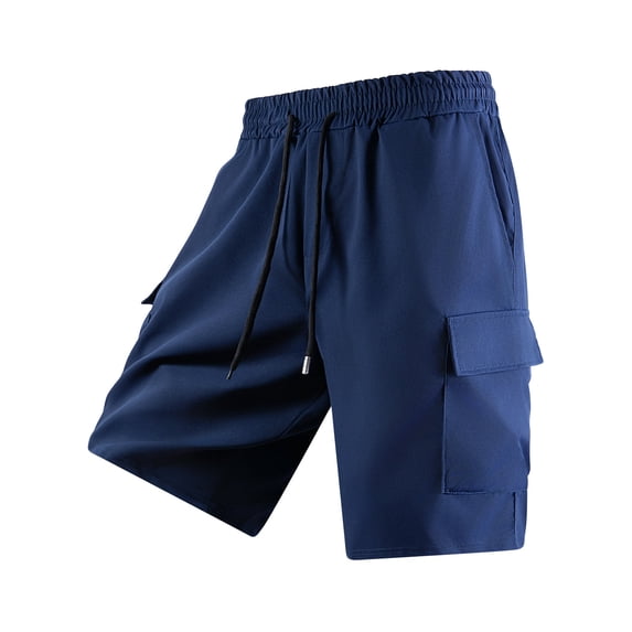 CCRFTGI Mens Cargo Shorts Casual Elastic Waist Work Shorts Relaxed Fit Hiking Short Pants with Multi Pockets Navy 3XL