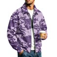 thumbnail image 1 of CCRFTGI Mens Corduroy Jacket Bomber Full Zip Casual Vintage Long Sleeve Lapel Collar Camo Relaxed Fit Fall Winter Coats for Men Purple 3XL, 1 of 7
