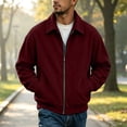 thumbnail image 1 of CCRFTGI Mens Corduroy Jacket Zip Up Bomber Casual Vintage Collared Long Sleeve Outdoor Fall Fashion Jacket Wine 5XL, 1 of 7